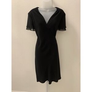 Donna Morgan Black Mock Wrap Dress Size 14